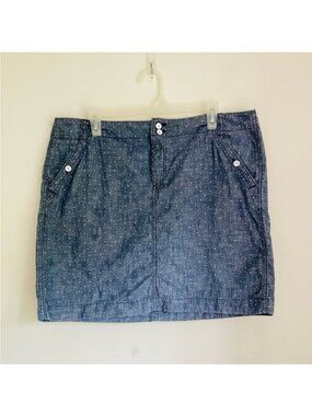 Tommy Hilfiger Blue Polka Dot Chambray Skirt Size 14 100% Cotton
